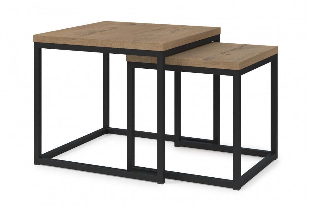 Комплект журнальных столов SET LOGIC (900*900*450) teakwood/черный