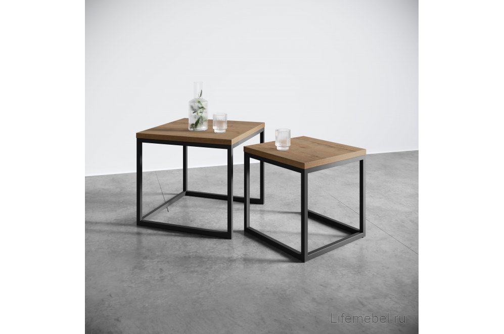 Стол журнальный квадратный маленький SMALL LOGIC (400*400*400) teakwood/черный