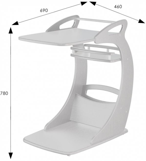 Подкатной стол Фаворит молочный дуб