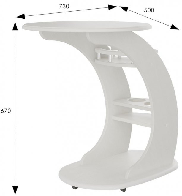 Стол придиванный Люкс молочный дуб