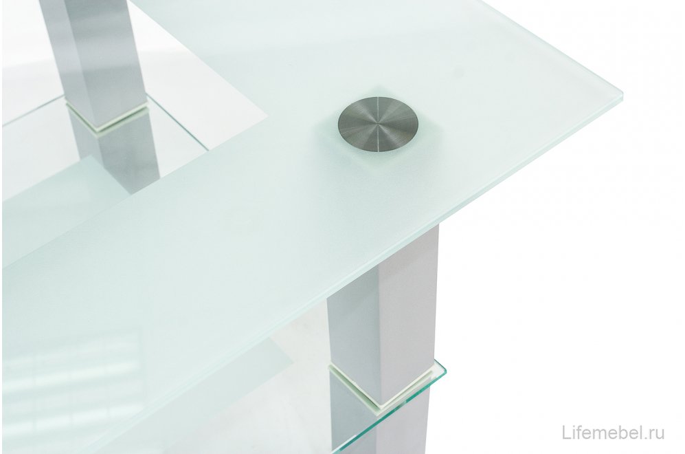 Журнальный стол Кристалл 2 алюминий / прозрачное стекло