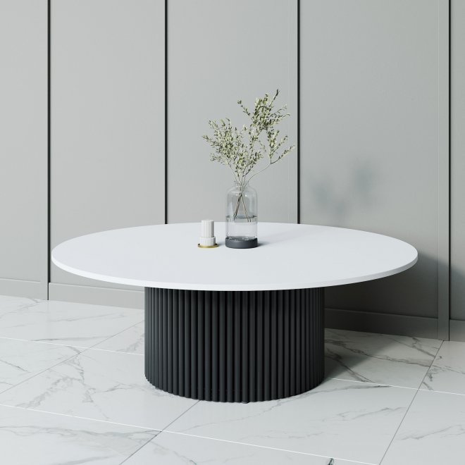 Журнальный столик Trubis Wood 120x40x120 белый / черный металл