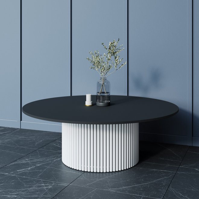 Журнальный столик Trubis Wood 120x40x120 черный / белый металл