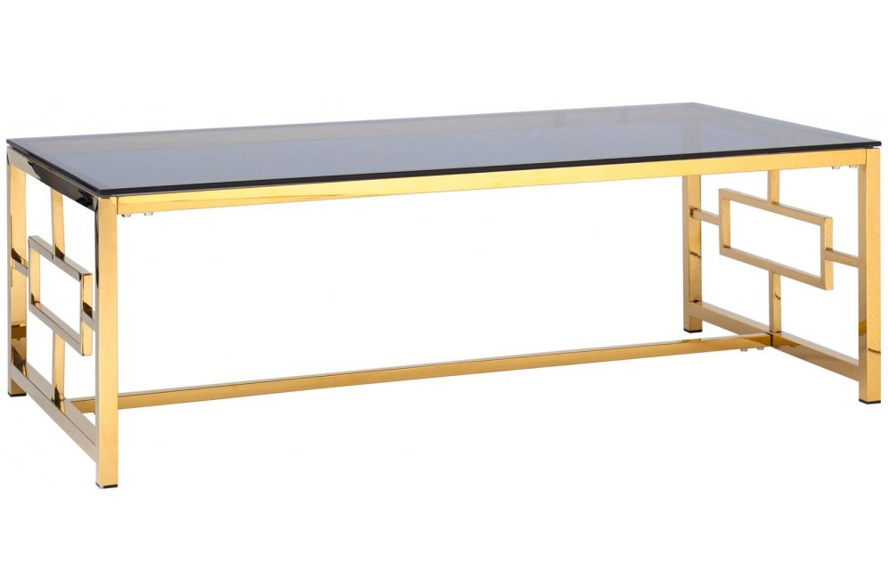 Журнальный стол Детройт 120 стекло smoke / сталь золото