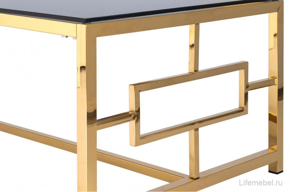 Журнальный стол Детройт 120 стекло smoke / сталь золото