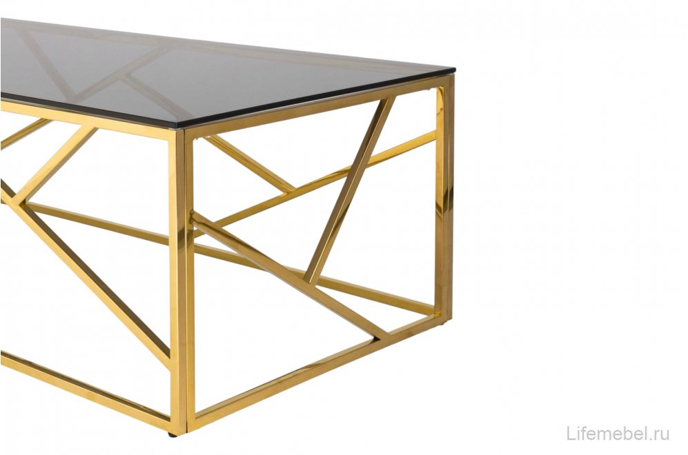 Журнальный стол Париж стекло smoke / сталь золото