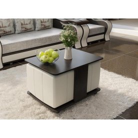 Журнальный стол с пуфиками Капри венге цаво / светлый кожзам