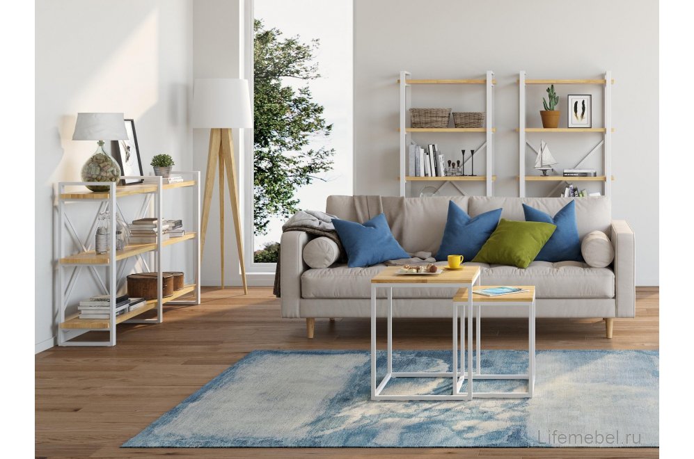 Журнальный столик Бервин 3 натуральный / белый