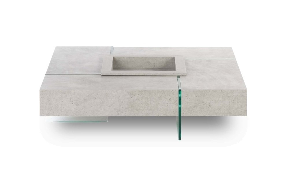 Журнальный столик Beton 119х119 серый / прозрачный