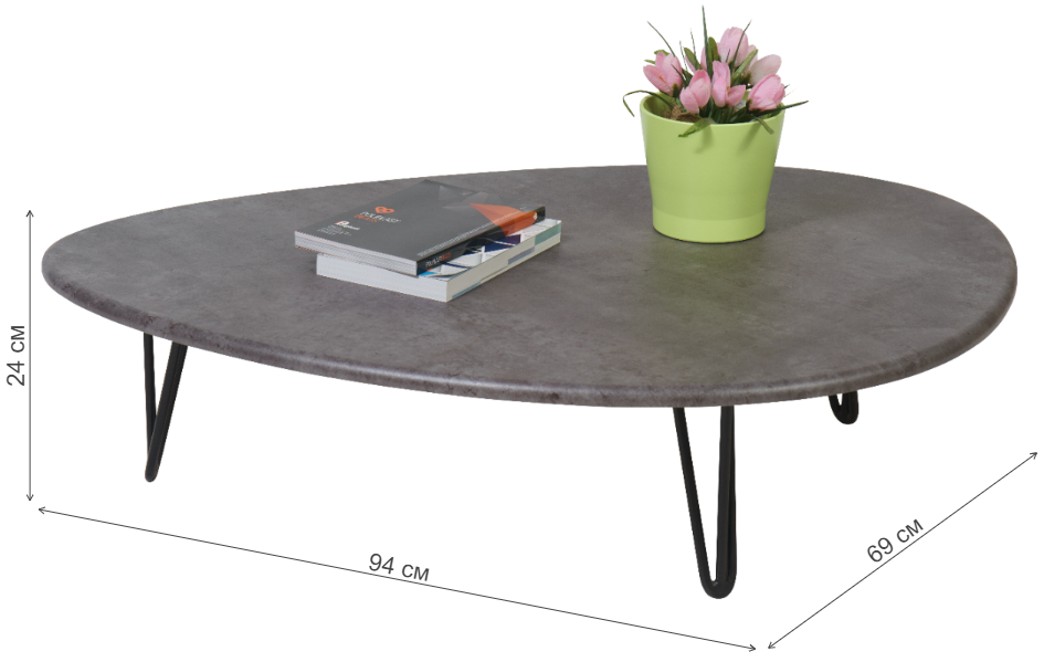 Журнальный столик Дадли серый бетон