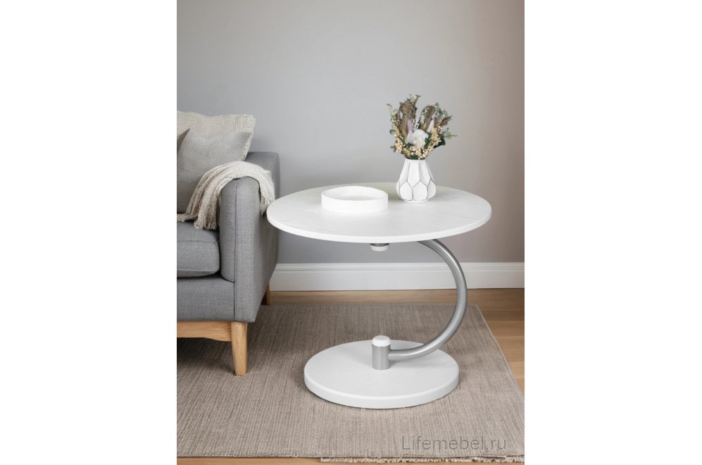Журнальный столик Дуэт 13 металлик / белый