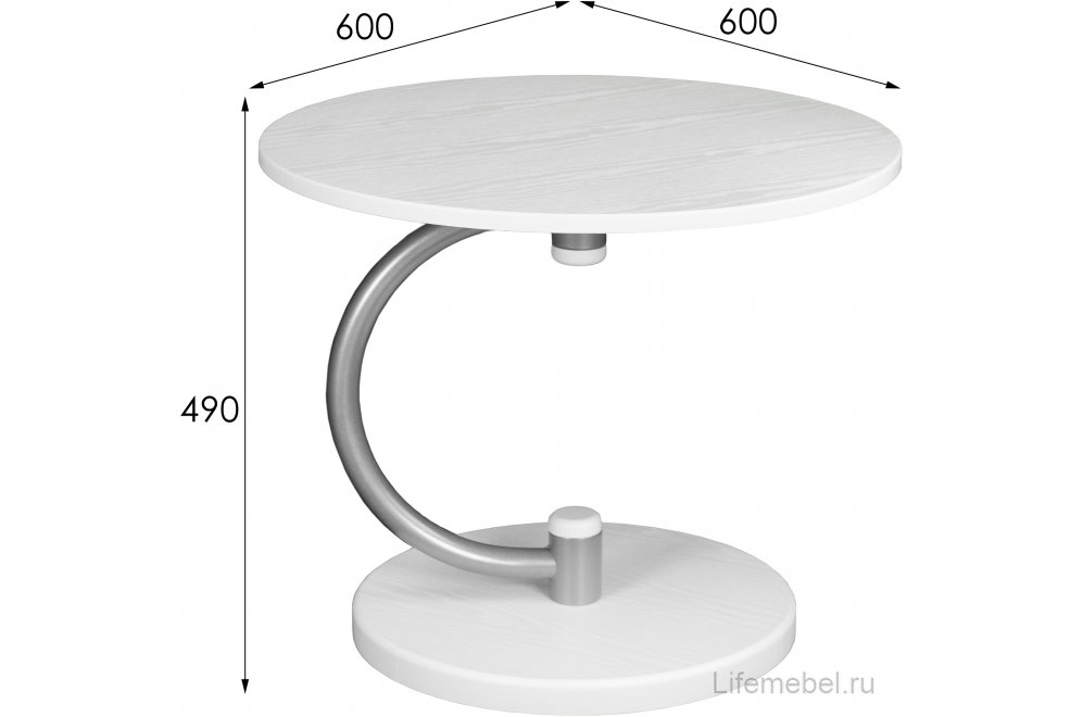 Журнальный столик Дуэт 13 металлик / белый