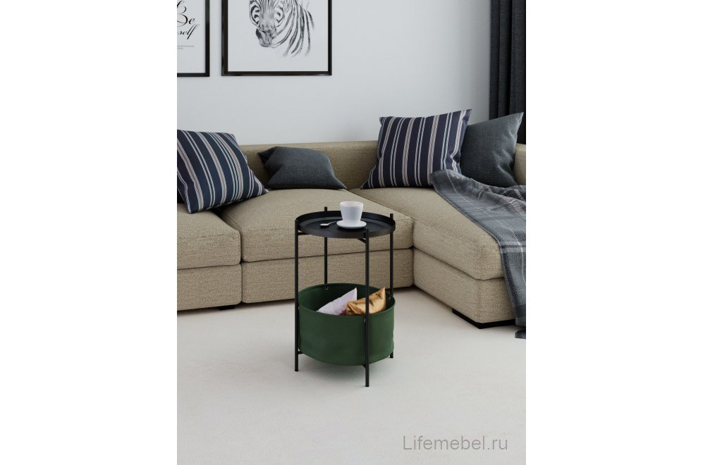 Журнальный столик Элдей хаки / черный