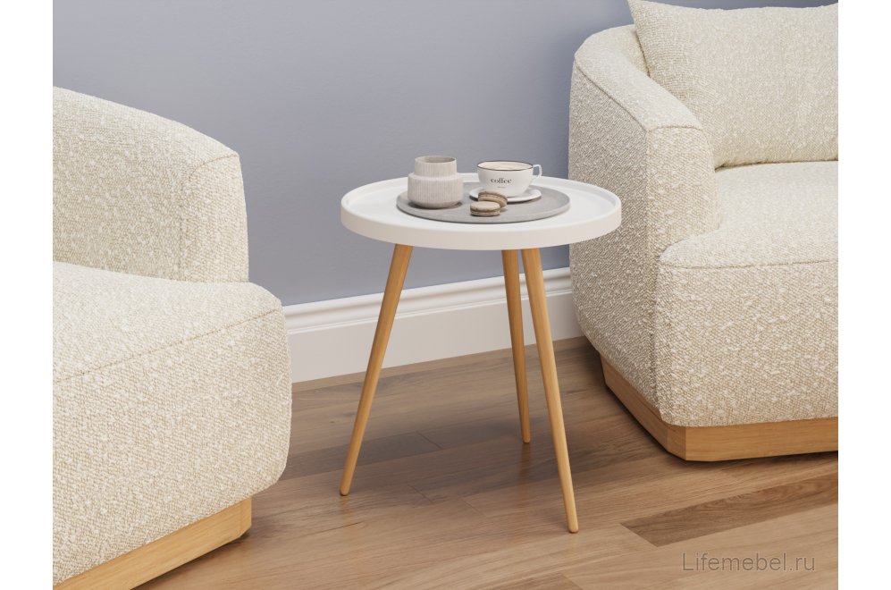 Журнальный столик Келли белый / прозрачный лак