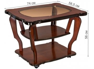 Журнальный столик Мари со стеклом орех тёмный