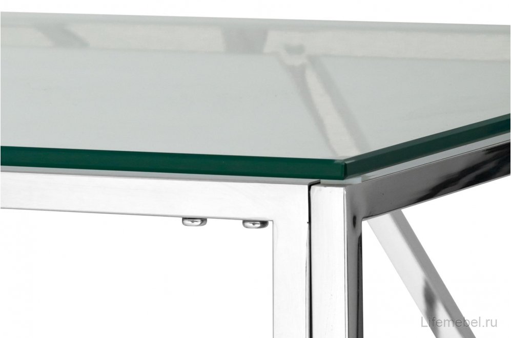 Журнальный стол Париж прозрачное стекло / сталь серебро