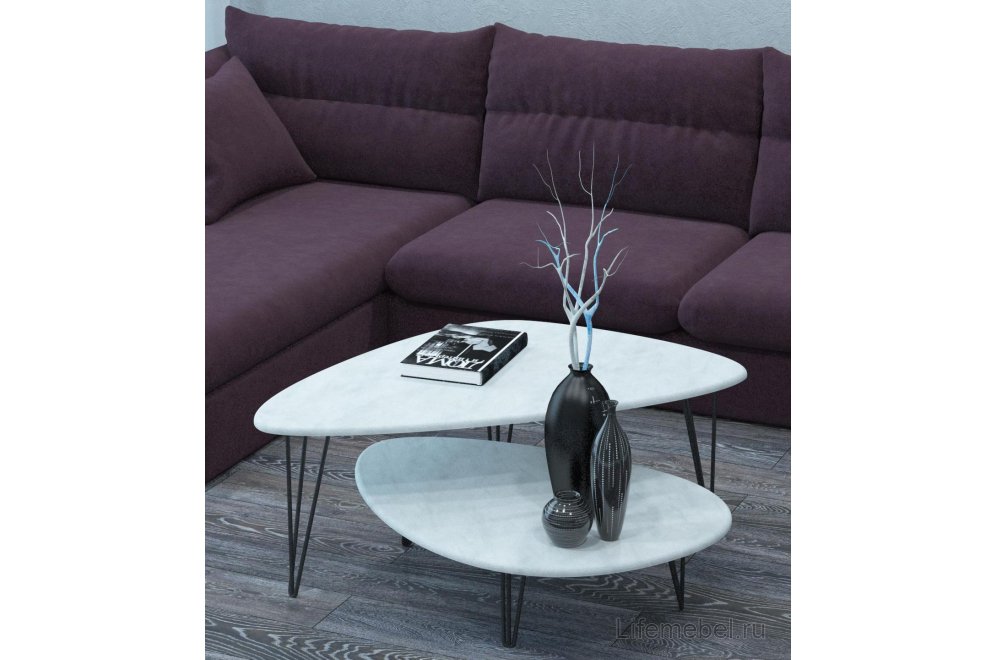 Журнальный столик Престон белый бетон / черный