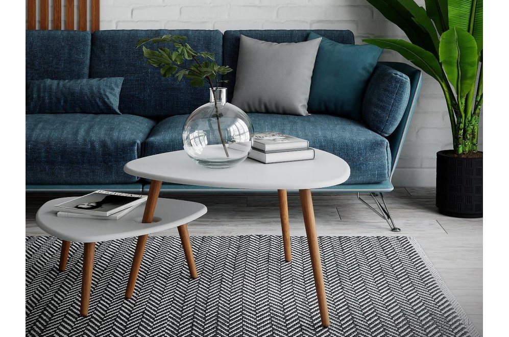 Комплект столиков Стилгрей белый / дуб светлый