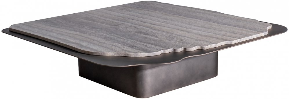 Журнальный столик Травертин 120 серый / черный