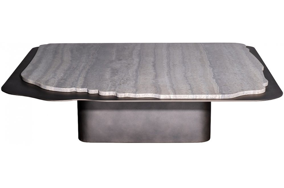 Журнальный столик Травертин 120 серый / черный