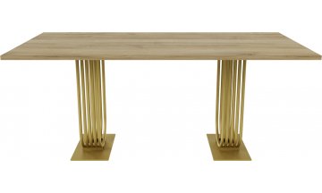 Деревянный обеденный стол Arfeo Duo 90x80x180 белый золотой