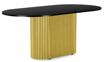 Деревянный стол Барон О 160 х 90 черная пленка шагрень / золотые ноги