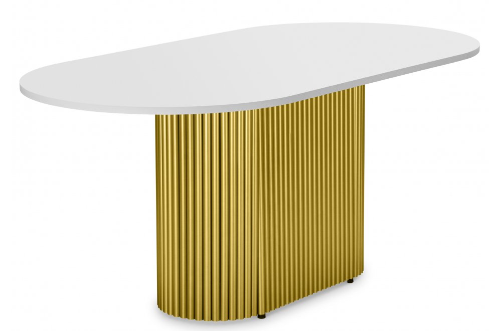 Деревянный стол Барон О 200 х 90 белая пленка шагрень / золотые ноги