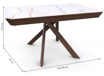 Стол складной Bezzo 1400 прямоугольный 140/188x90x76,5 белый матовый / орех американский