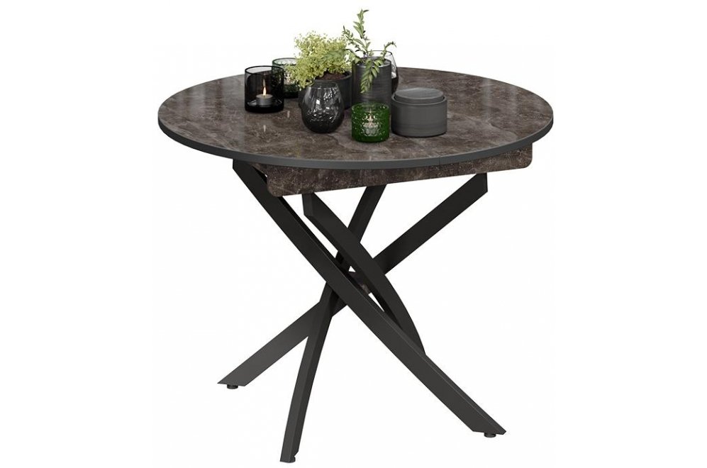 Деревянный стол Diamond Тип 3 чёрный муар / ателье темное глянец