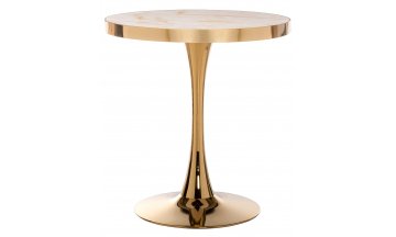 Деревянный обеденный стол Dorian 70x75 бежевый / золотой