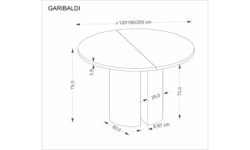 Деревянный стол Garibaldi 120-200/120