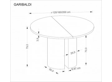 Деревянный стол Garibaldi 120-200/120
