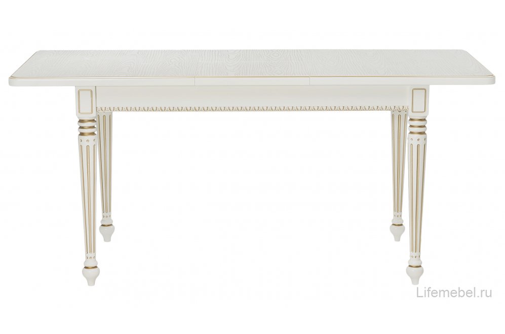 Деревянный стол Леджер слоновая кость / патина золото