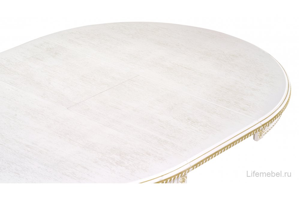 Деревянный стол Нозеан круглый белый / золото