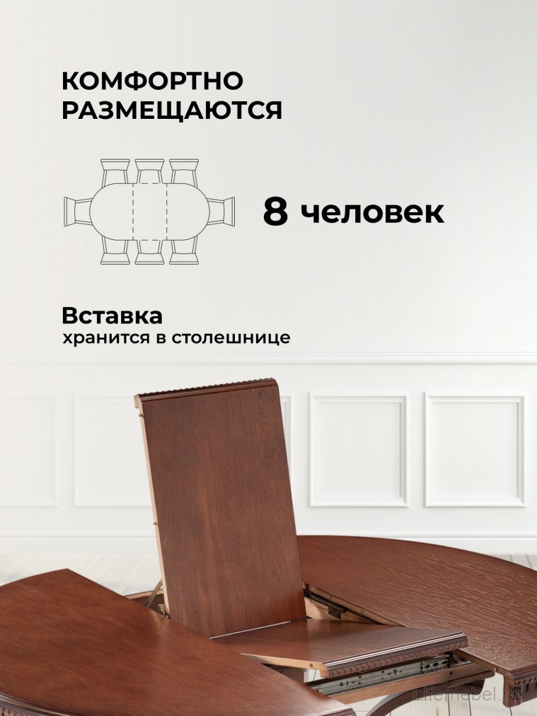 Деревянный стол Нозеан круглый миланский орех