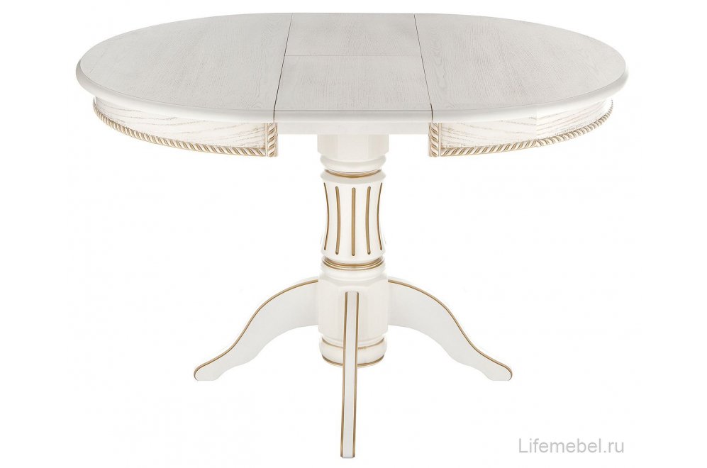 Деревянный стол Павия молочный / золото патина