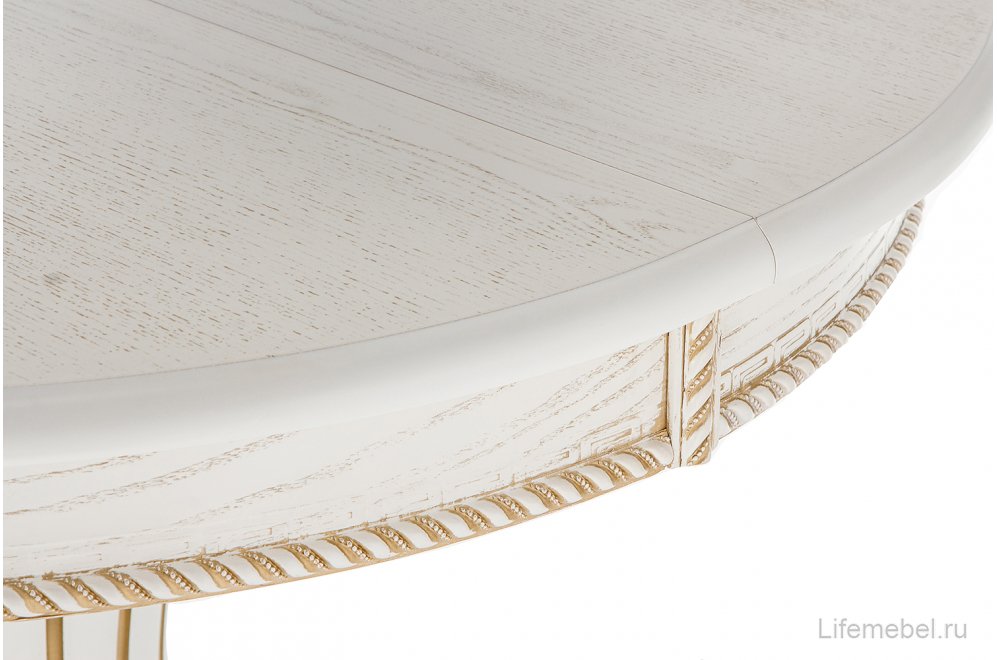 Деревянный стол Павия молочный / золото патина
