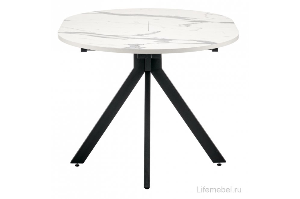 Деревянный стол Rudolf круглый раскладной белый мрамор / черный