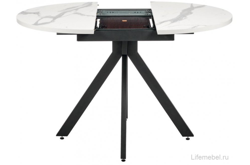 Деревянный стол Rudolf круглый раскладной белый мрамор / черный