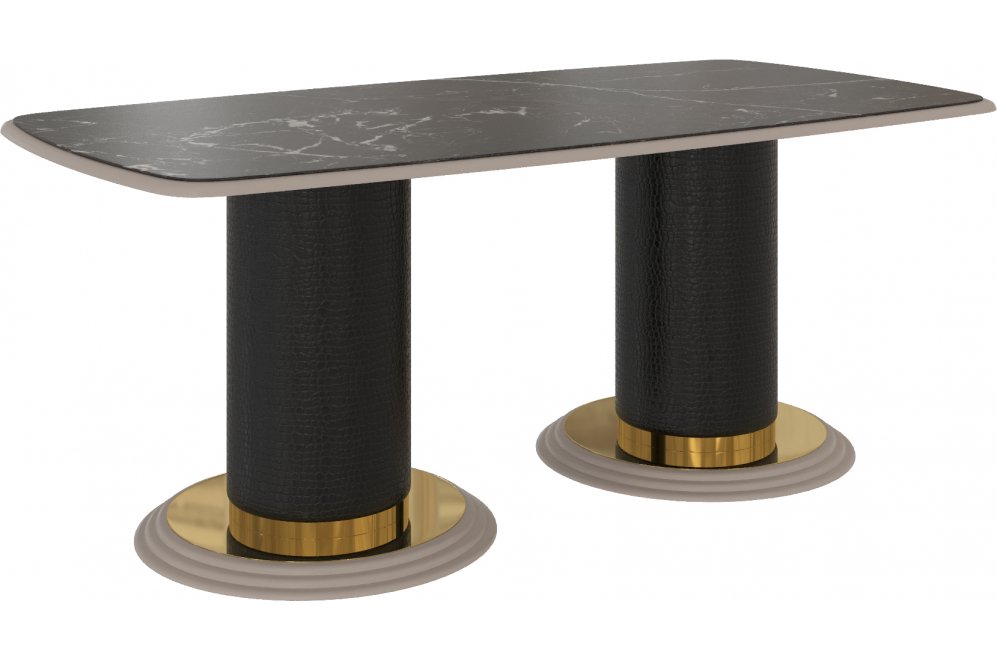 Деревянный стол Савелья серый / золото