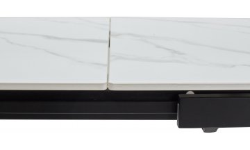 Керамический стол Сorner 120 sintered stone matt white marble / black