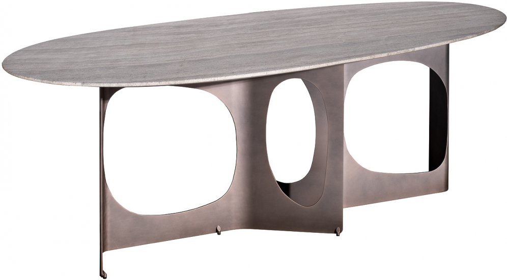 Деревянный стол Травертин светло-серый / бронза