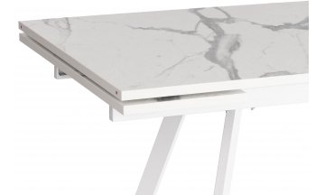 Стол деревянный обеденный Vigo 120x80x30х30х75 мрамор светлый / белый