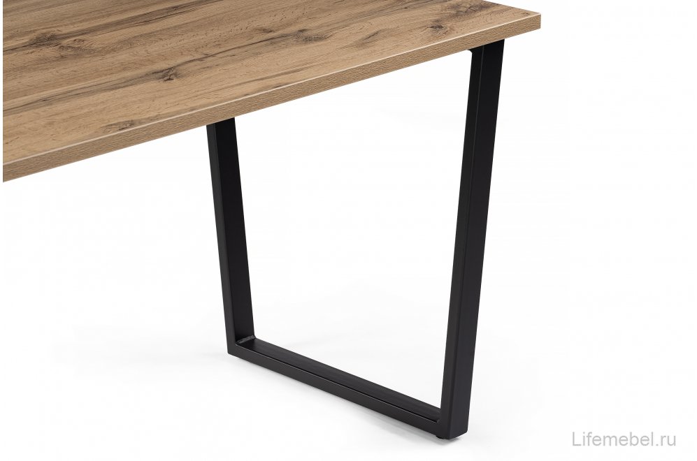 Деревянный стол Лота Лофт 120х75 черный матовый / дуб крафт золотой