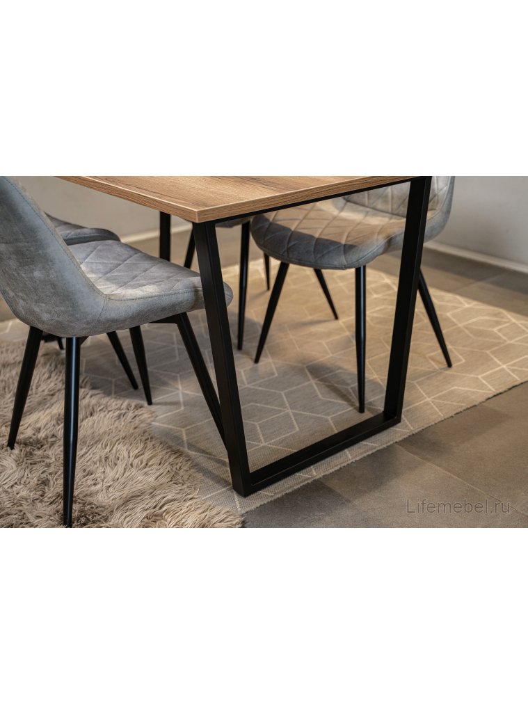 Деревянный стол Лота Лофт 140х80 черный матовый / дуб крафт золотой