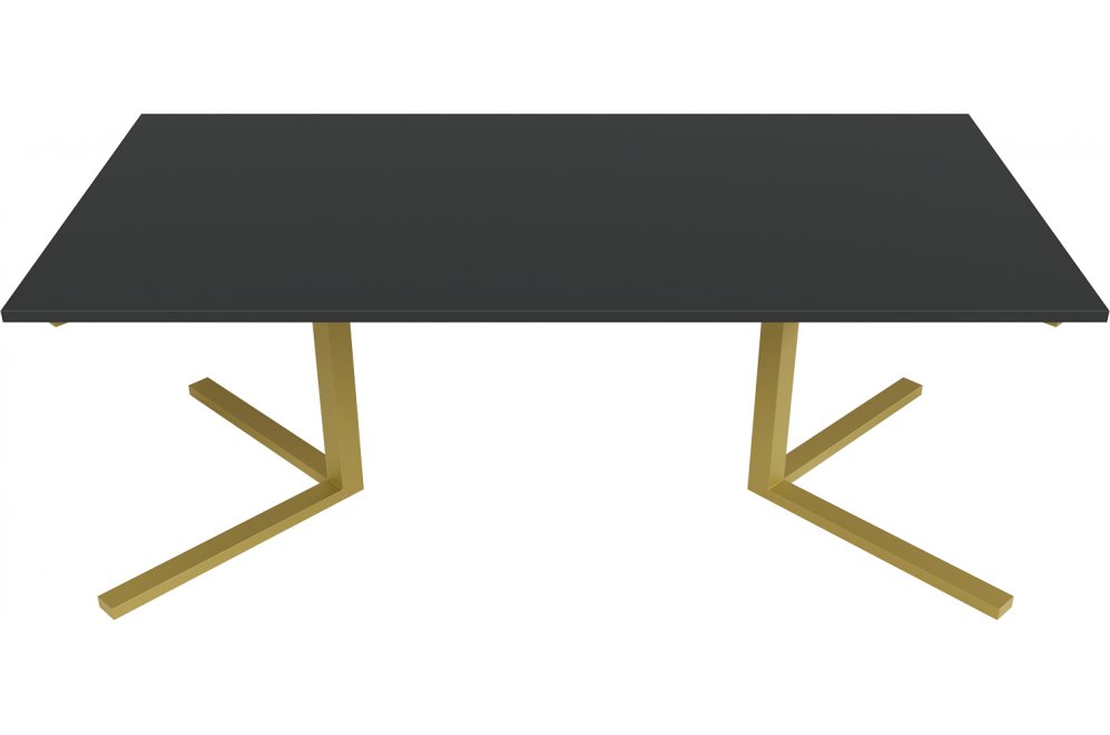 Деревянный стол Pingum Duo 100x75x200 черный / золотой металл