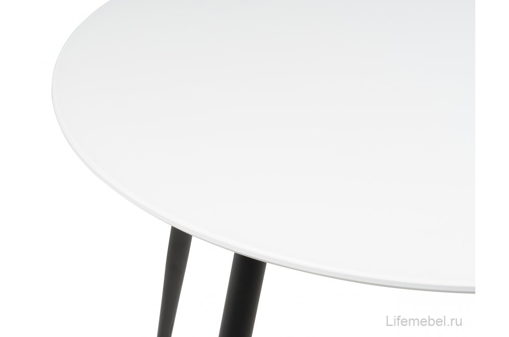 Стеклянный стол Анселм белый / черные ноги