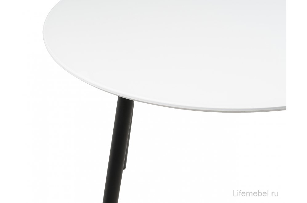 Стеклянный стол Анселм белый / черные ноги