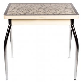 Стол Чинзано М-2 ст-2 молочный дуб / кремовый с узором венге / ножка 01