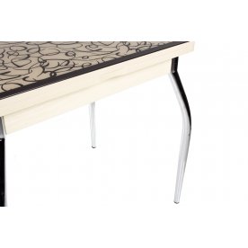 Стол Чинзано М-2 ст-2 молочный дуб / кремовый с узором венге / ножка 01